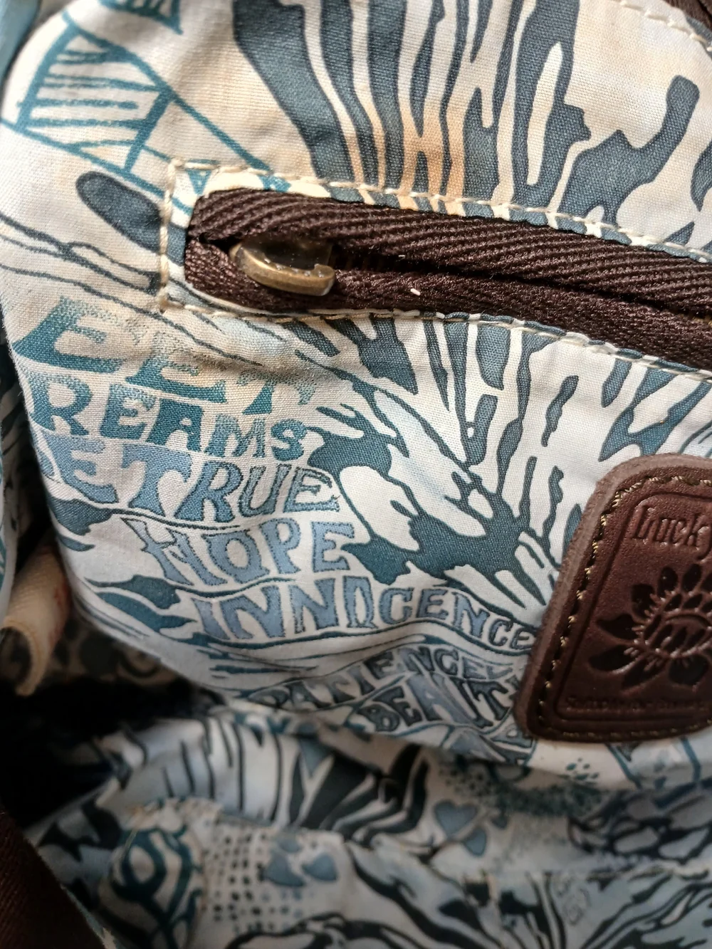 Lucky Brand Brown 100% Cow Hide Leather Braided Stitch Shoulder Tote